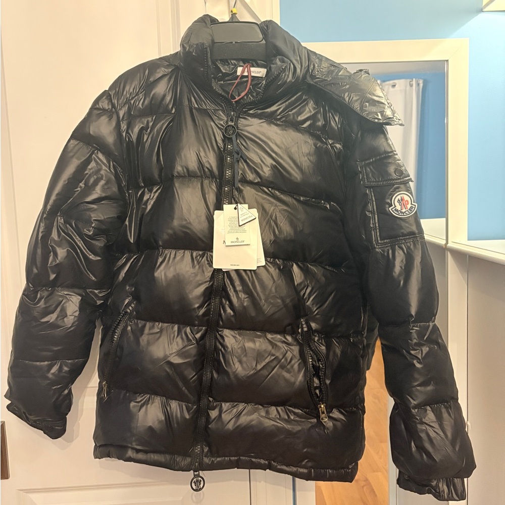 Moncler Shiny Black Men’s Maya Jacket with Hood